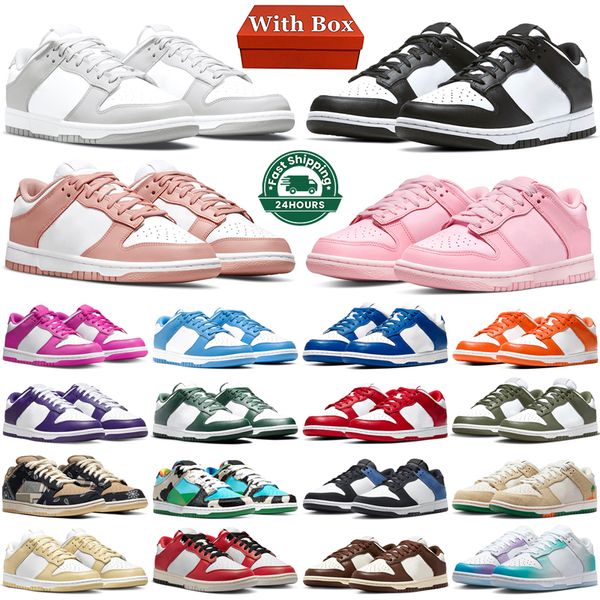 

With Box Panda Shoes Men Women Lows White Black Grey Fog UNC Triple Pink Medium Curry Rose Whisper Industrial Blue Mens Trainers Outdoor Sports Designer Sneakers, 10