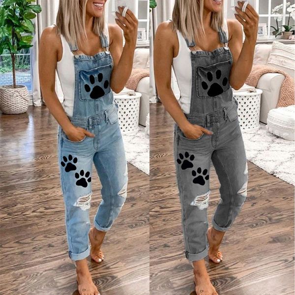 

women's jean's jeans suspenders printed washed hole's pants jean trousers woman ripped for women 230826, Blue