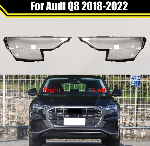 

car headlight cover for audi q8 2018-2022 headlamp lampshade lampcover head lamp light covers glass lens shell