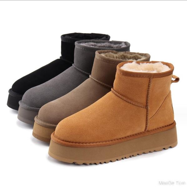 

2023-Designer Women Leather boots Braid Booties Suede Sheepskin short mini bow khaki black white pink navy outdoor sneakers, 10