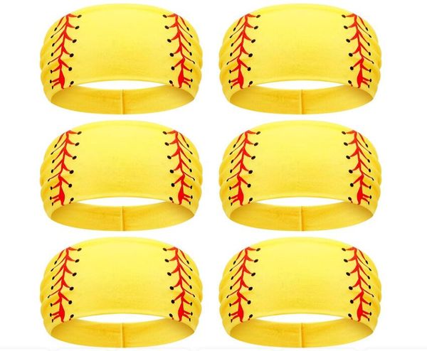 

titanium sport accessories yellow softball headband breathable elastic ball print head wrap hair band bandana workout adjustable sweat proof