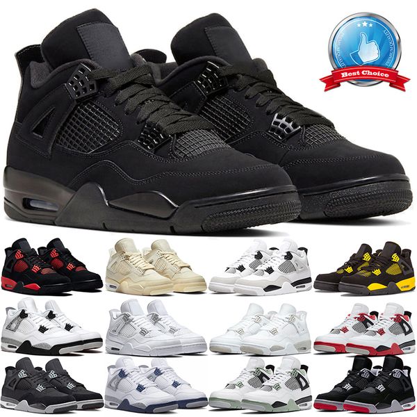 

4 4s basketball shoes military black cat university blue sail white oreo red thunder bred cement green men women sports trainer sneakers