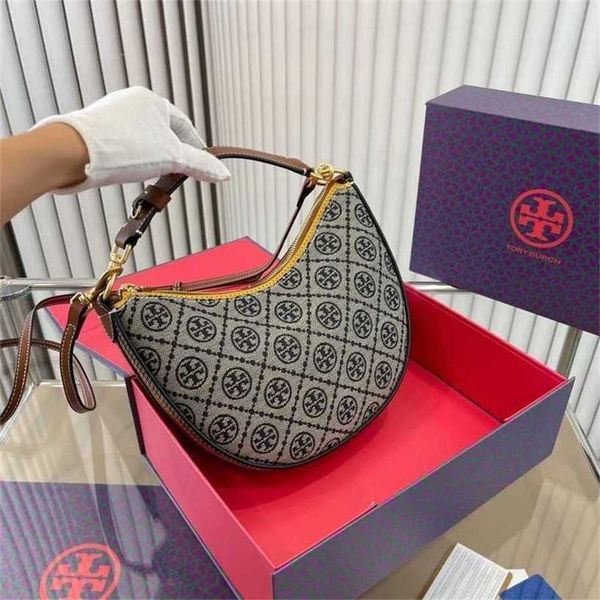 

13% off bag 2024 new launch designer handbagearly launch tb new women's trendy printing crescent spliced leather half round shoulder cr