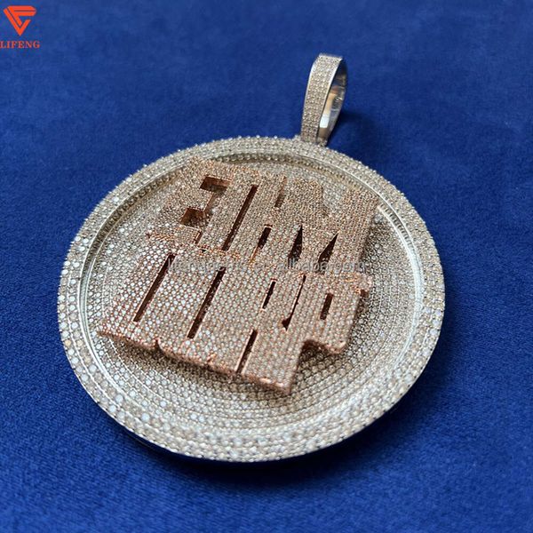 

lifeng jewelry custom ice out moissanite diamond pendant gold plated fashion trend jewelry hip hop pendant for necklace, Silver