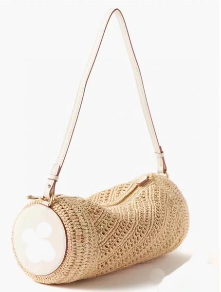 

2023 new woven cylinder bag totebag mini handbag mobile phone bag one shoulder diagonal bag designer lunch bag multi-functional classic atmo