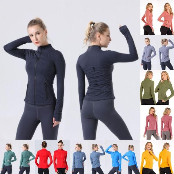

designer new womens yoga long sleeves jacket solid color nude sports shaping waist tight fitness loose jogging striped woman yoga sportswear