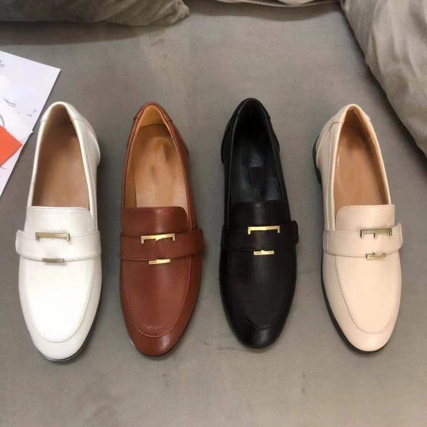 

classic style comfortable autumn and winter lazy casual texture metal loafers for women, Black