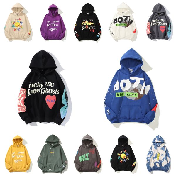 

23ss mens clothing hoodies "lucky me i see ghosts" print hoodie sweatshirts mens women designer hoodies pullover autumn winter swe, Black
