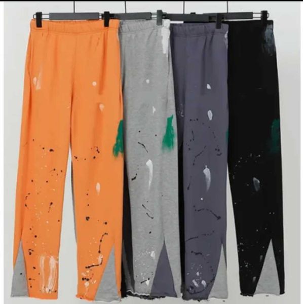 

designer men's pants fall winter la galleries pants fashionable speckled letter print mens womens couple wearing casual patchwork pants, Black