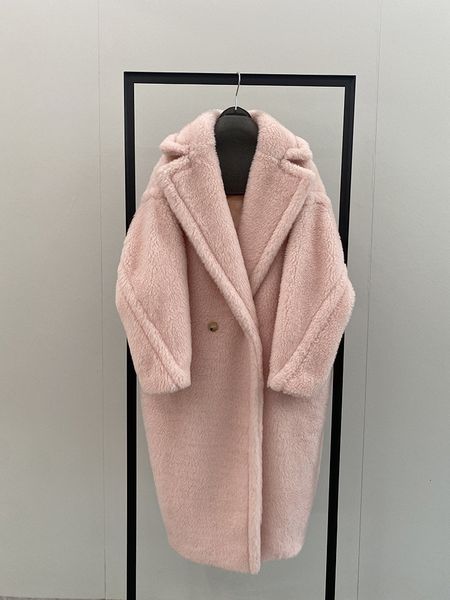 

womens fur faux teddy bear coat women winter alpaca loose warm camel wool female classic casual lapel milk white oversized 230828, Black