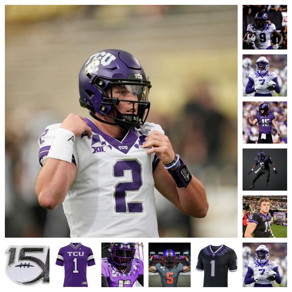 

2023 tcu horned frogs football jersey 79 tommy brockermeyer 2 trey sanders 9 marcel brooks 11 jojo earle 16 dylan wright 1 cordale russell 7, Black