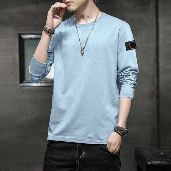

2023 fashion long sleeve t-shirt men's summer fashion brand printed loose round neck pure cotton casual spring and autumn trend base cl, Black