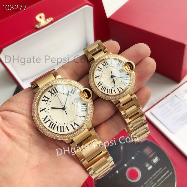

luxury designer couple watch men's and women's watches 42mm 33mm diamond inlaid automatic mechanical 316l sapphire glass glow wate, Slivery;brown
