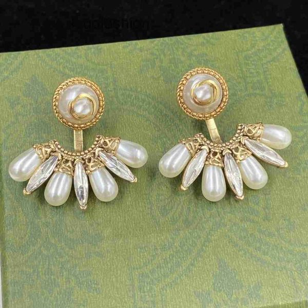 

earrings designer for women pearl charm earrings for woman 925 silver needle earrings brass fashion jewelry supply, Golden