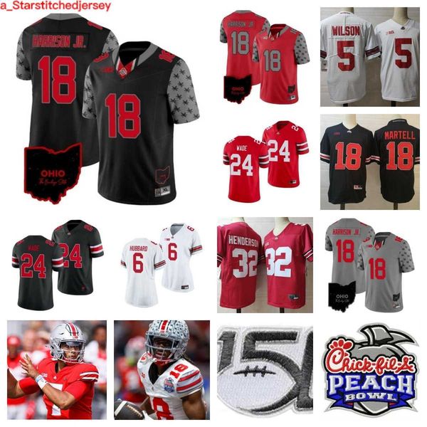 

ohio state buckeyes stitched football jersey 44 jt tuimoloau 33 jack sawyer 4 julian fleming 11 c.j. hicks 2 emeka egbuka 6 sonny styles 74, Black