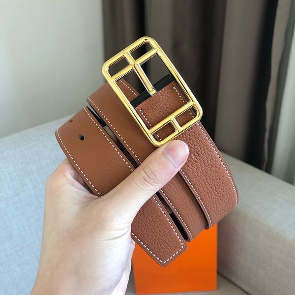 

designer mens belt woman fashion leather belts reversible genuine leather width 3.2cm waistband steel buckle cintura uomo size 100cm-125cm w, Black;brown