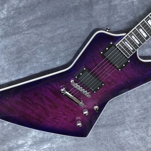 

factory purple shaped electric guitar big flower tiger veneer, ebony fingerboard
