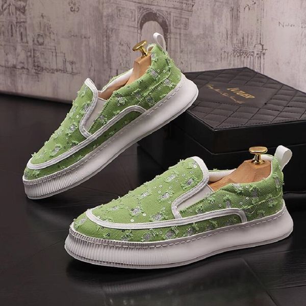 

fashion brand board shoes men new glitter broken hole breathable thick bottom lightweight comfortable casual shoes 1aa43, Black