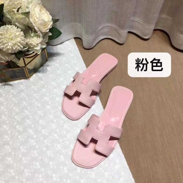 

slippers 2023 bear oran slipper designer summer shoes baida women's sandal color matching leatflat sandals for tourism litchi pattern b