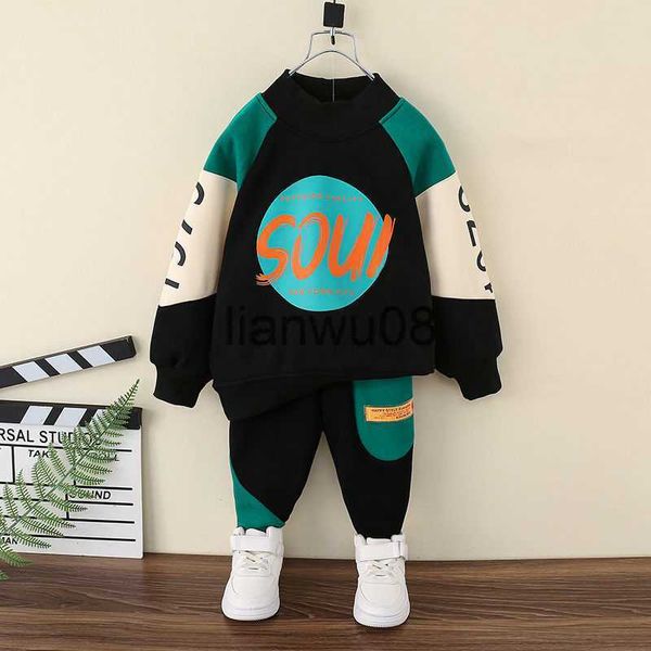 

clothing sets boys clothes sets autumn winter children thick velvet sweatshirts pants 2pcs tracksuits for baby 1 to 7 years kids sports suit, White