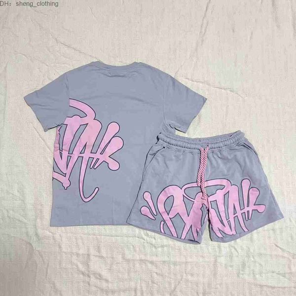 

men's syna world tshirts set tee printed designer t shirt short y2k graphic tshirt and shorts hip hop s-xl 535e, Gray