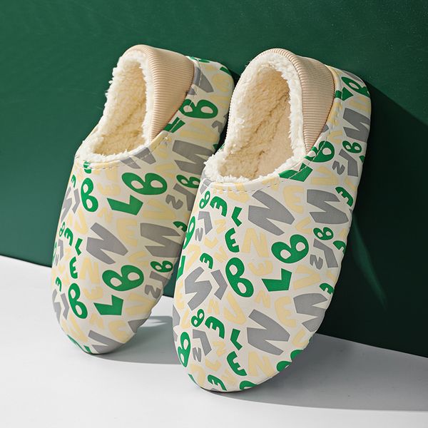 

2024 slrn women man furry slippers fluffy faux fur slippers designer shoes warm indoor flip flops fashion anti-slip female slides, Black