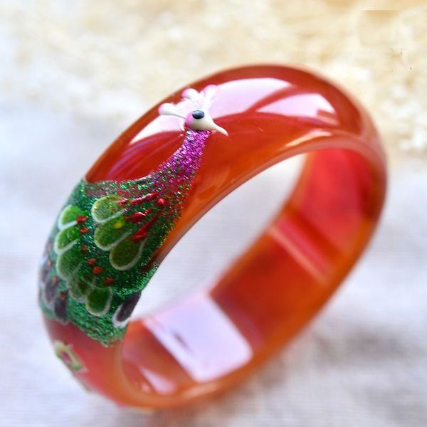 

phoenix jade coloured drawing or pattern agate bracelet, Black