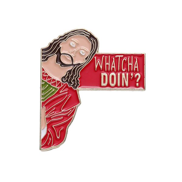 

i saw that whatcha doin enamel pins custom jesus brooches lapel badges cartoon funny jewelry gift for kids friends, Blue