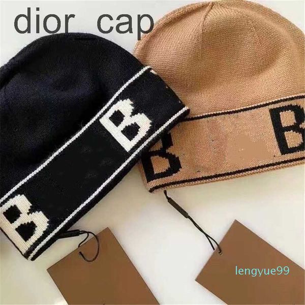 

b-letter autumn and winter knitted hat women's men's small cap without brim fashion designer skeleton woolen versatile style n1s7, Blue;gray