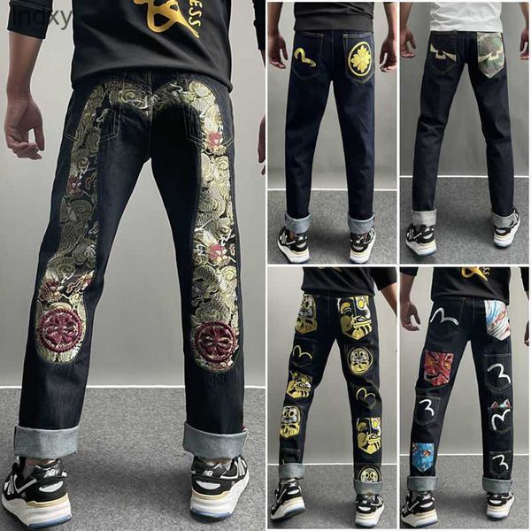 

men's jeans y2k streetwear casual pants punk hip hop letter print baggy harajuku straight denim trousers t230110, Blue