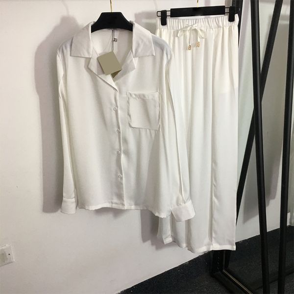 

female soft silk pajamas set creative embroidery two pieces sleep shirts pants luxury cardigan sleepwear