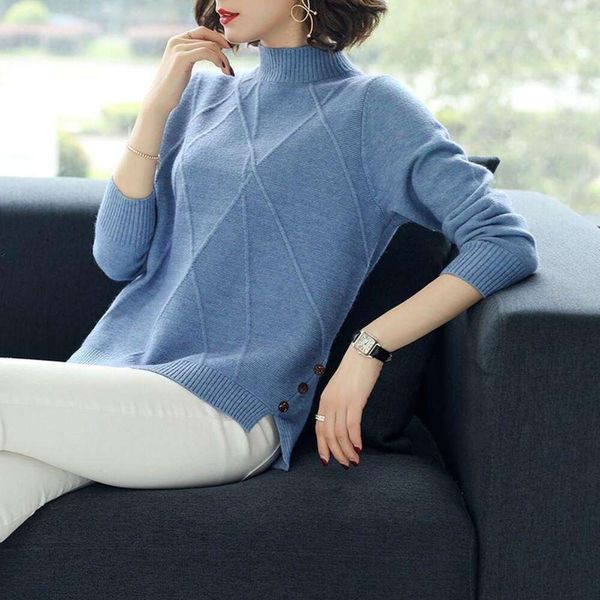 

spring style half turtleneck thick sweater for women in autumn and winter short loose korean version, White;black