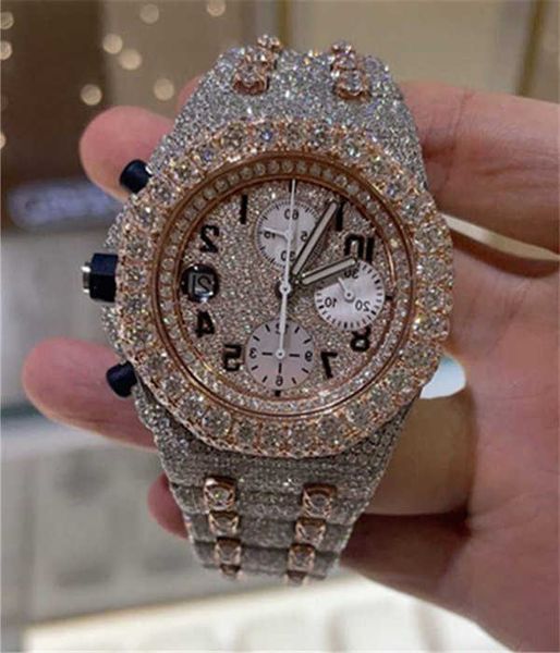 

mogw luxury watch mens watch digner watch movement watch men moissanite watch iced out watch diamond watch montre automatic mechanical watch, Silver