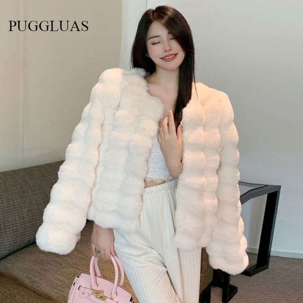 

womens fur faux winter fashion coat women korea warm feather coats cardigan short outercoat lady party elegant outfits 230828, Black