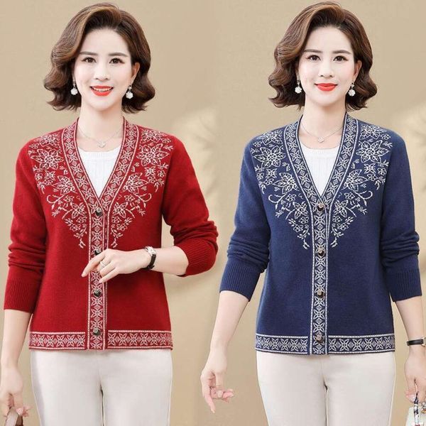 

moms autumn short coat fashioning sweater middle aged womens thin western style cardigan old peoples spring and, White;black