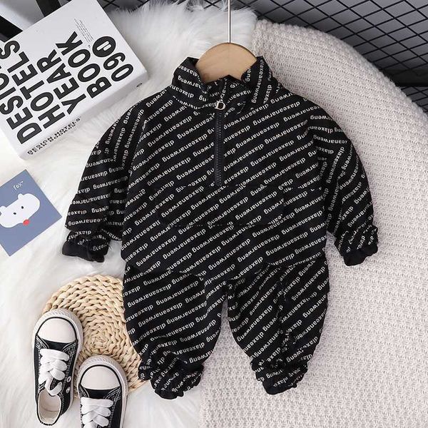 

autumn children cotton spring clothes baby boys girls coat pants 2pcs/sets infant kids fashion toddler tracksuits set, White