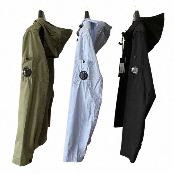 

men's jackets spring and autumn hooded cp jacket multi pocket lens decoration cotton material men's casual zipper thin 24ux#, Black;brown