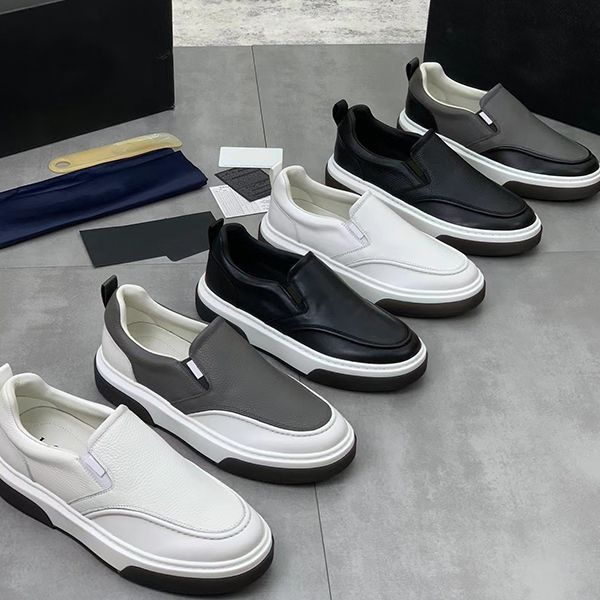 

men's shoes spring and summer new leather face waterproof leisure all-match leather face sports small white shoes male students running, Black