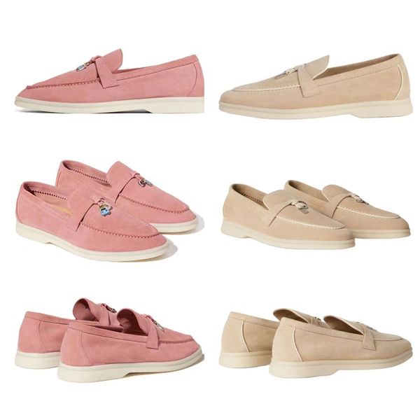 

fashion designer women men casual shoes lp loafers moccasins summer charms walk luxury low suede calf leather moccasins slip-on rubber sole, Black