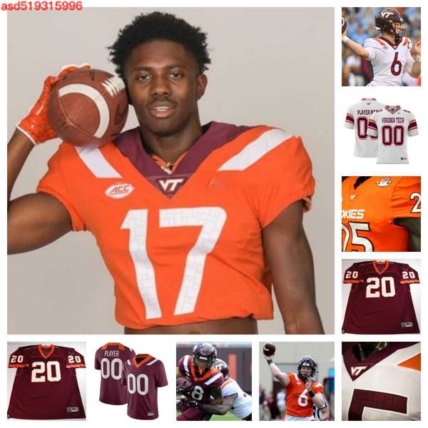 

virginia tech hokies football jersey 52 antwaun powell-ryland 32 gunner givens 1 kyron drones 82 benji gosnell 56 layth ghannam 34 alan tisd, Black