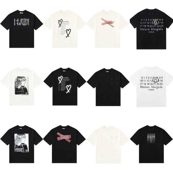 

designer t shirt margielas mm6 2023 springsummer new ins digital phantom letter printing short sleeve mens and womens pure cotton light luxu, White;black