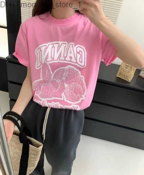 

womens tshirt ganni t shirt designer shirts casual clothing beach fruit print loose fashion set short sleeve fo 1 4fst, White