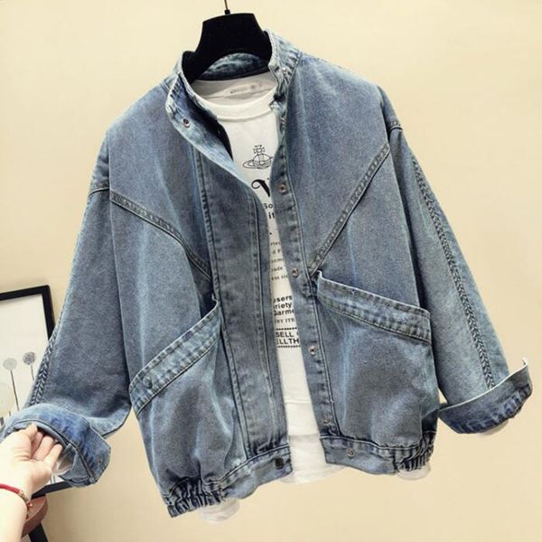 

womens jackets denim bomber jacket short singlebreasted bat sleeve big pocket loose windbreaker autumn winter tooling 230828, Black;brown
