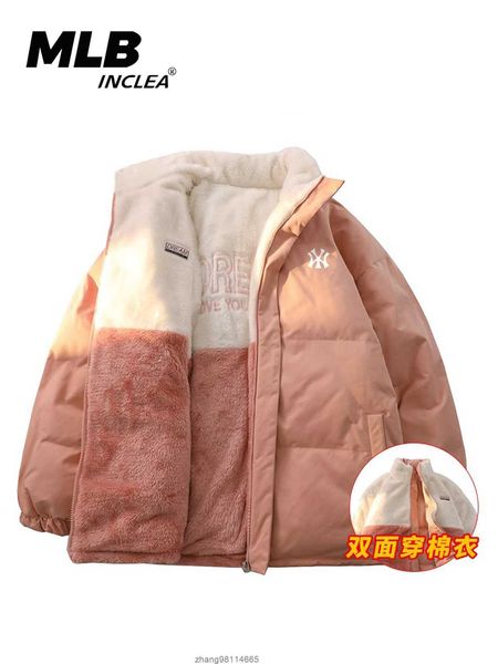 

mlbinclea thickened, warm, and fashionable cotton clothes for couples double sided standing collar coat for men and women loose cotton cloth, Black