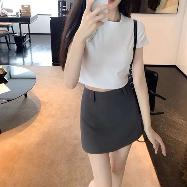 

summer style two wear slimming college suit skirt half a line short small girl, Black