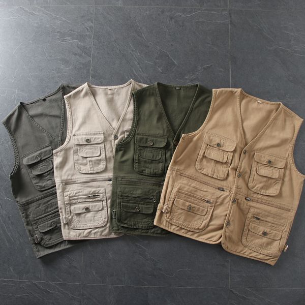 

men's vests ropa hombre american trend multipocket tooling vest short japanese retro casual jacket clothing 230826, Black;white