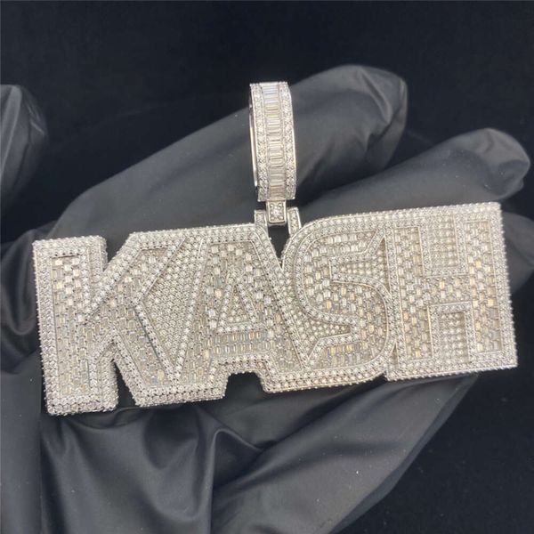 

factory customized sterling sier jewelry mosaic kash letters personalized hip hop women's letter pendant, Silver
