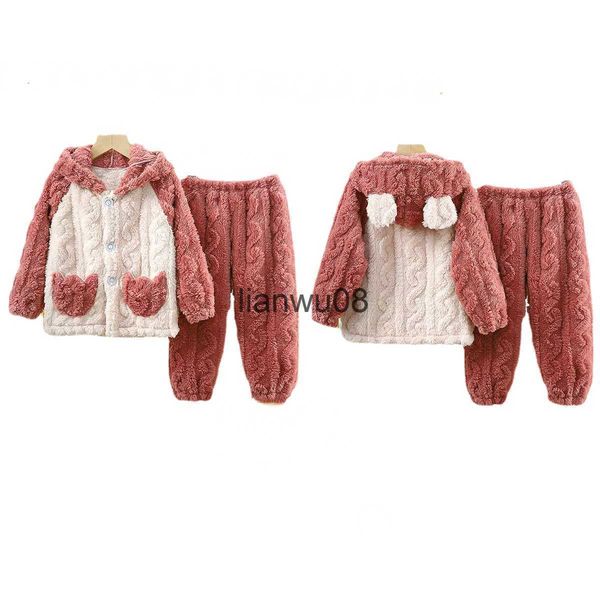 

clothing sets winter homewear sleepwear pajamas baby boy girls clothes sets thicken warm flannel toddler child family casual suit kid suits, White