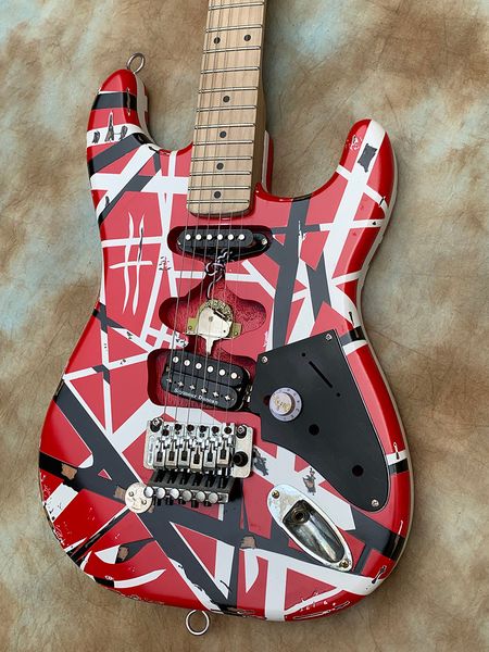 

aged/relic, frankenstrat, frankie striped, wine red, double locking tremolo