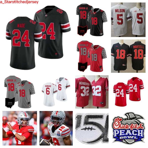 

ohio state buckeyes stitched football jersey 55 matthew jones 41 josh proctor 21 pryor 7 kyion grayes 28 carrico 18 marvin harrison jr. 9 ja, Black